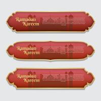 Ramadan kareem islamico bandiera etichetta impostato modello vettore
