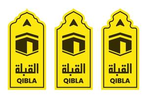 impostato di qibla cartello direzione per moschea o preghiera camera isolato vettore