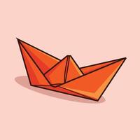 nave origami arancia vettore