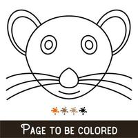 divertente faccia di topo da colorare, il libro da colorare per bambini in età prescolare con livello di gioco educativo facile, medio. vettore