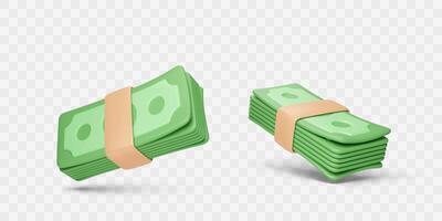 fascio di dollaro banconote. i soldi pila nel realistico cartone animato stile. attività commerciale e finanza design elemento. vettore illustrazione