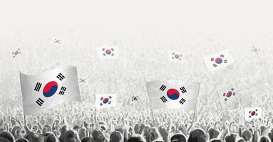 astratto folla con bandiera di Sud Corea. popoli protesta, rivoluzione, sciopero e dimostrazione con bandiera di Sud Corea. vettore