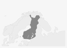 carta geografica di Europa con evidenziato Finlandia carta geografica vettore