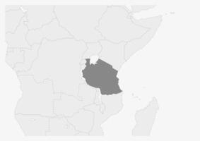 carta geografica di Africa con evidenziato Tanzania carta geografica vettore