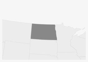 carta geografica di Stati Uniti d'America con evidenziato nord dakota stato carta geografica vettore