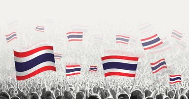 astratto folla con bandiera di Tailandia. popoli protesta, rivoluzione, sciopero e dimostrazione con bandiera di Tailandia. vettore