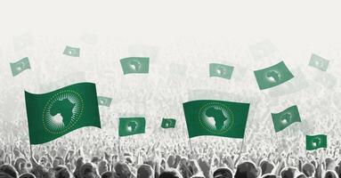 astratto folla con bandiera di africano unione. popoli protesta, rivoluzione, sciopero e dimostrazione con bandiera di africano unione. vettore