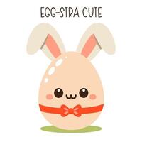 contento Pasqua uovo con coniglietto orecchie. vettore illustrazione.