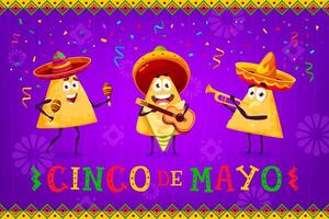 messicano nachos mariachi su cinco de mayo bandiera vettore