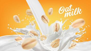 realistico cereale avena latte vettore Annunci promo bandiera