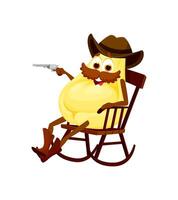cartone animato italiano pasta cowboy nel a dondolo sedia vettore