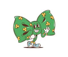 cartone animato retrò verde arco cravatta Groovy personaggio vettore