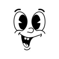 cartone animato divertente comico Groovy sorridente viso emozione vettore