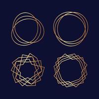 set di cornici geometriche bordi di forme poligonali creativo foderato forme astratte stilizzate set di triangoli geometrici a forma di diamante cornice di linea cerchio esagonale illustrazione lineare dorata