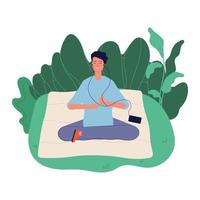 concetto di meditazione maschio meditando yoga esercizio benessere stile di vita armonia energia calma mente illustrazione loto yoga meditando meditare concentrazione