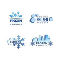 logo prodotto ghiaccio cibo congelato identità aziendale freddo blu elementi grafici prodotto fiocco di neve temperatura congelata distintivo frigorifero illustrazione vettore