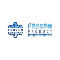 logo prodotto ghiaccio cibo congelato identità aziendale freddo blu elementi grafici prodotto fiocco di neve temperatura congelata distintivo frigorifero illustrazione vettore