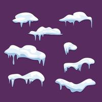 inverno snowcap meteo elementi di decorazione neve congelati ghiaccioli fiocco di neve vettore kit meteo snowcap congelato ghiaccio illustrazione di palla di neve