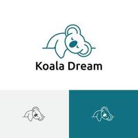 adorabile koala che dorme sogna il logo della linea di animali marsupiali vettore
