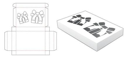 scatola di latta con modello fustellato finestra regali di natale vettore