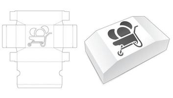 scatola a forma di petto con modello fustellato per finestra del carrello della miniera di criptovalute vettore