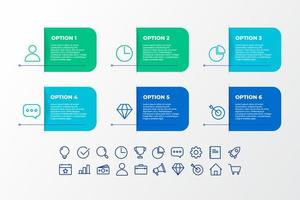 elenco e opzione modello infografico design.business infografica concetto per presentazioni, banner, layout del flusso di lavoro, diagramma di processo, diagramma di flusso e come funziona vettore