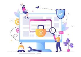 login accesso negato illustrazione vettoriale. il sistema rifiuta la password, l'errore e l'accesso al dispositivo del computer che mostra che l'utente non dispone dell'autorizzazione per lo sviluppo di siti Web o dispositivi mobili vettore