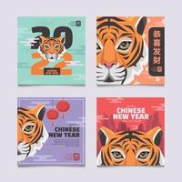 set di social media per il capodanno cinese anno della tigre vettore
