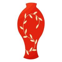 Cinese ceramica vaso discussioni le foglie icona elemento vettore