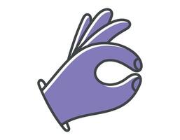 vettore isolato scarabocchio simbolo di divertente umano mano fabbricazione ok gesto con dita.