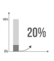 20 per cento bar grafico. grafico design di aumentare nel percentuale, statistiche, attività commerciale e finanza concetto isolato su bianca sfondo vettore