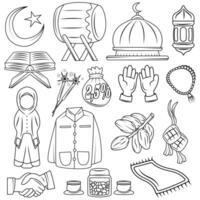 collezione di Ramadan schema ornamenti. scarabocchio Ramadan decorazione. islamico giorno di eid al-Fitr vettore