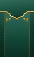 islamico giorno celebrazione oro verde vuoto sfondo. islamico lusso sfondo vettore