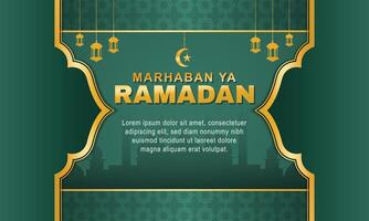 islamico sfondo per il saluto marhaban ya Ramadan quale si intende benvenuto Ramadan vettore