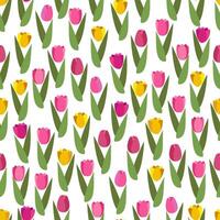 piatto vettore senza soluzione di continuità modello con primavera fiori tulipano.