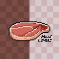 carne Gli amanti manifesto su Marrone scacchi sfondo. pixel po retrò cartone animato gioco styled vettore illustrazione disegno.