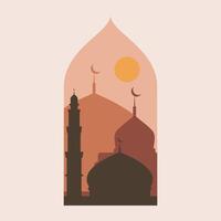 moschea vettore illustrazione,. Ramadan kareem eid mubarak astratto vettore design. moderno illustrazione con finestra, arco, moschea cupola, mezzaluna Luna. islamico sfondi per saluto carte, manifesti