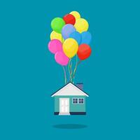 Casa con multicolore palloncini vettore