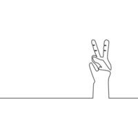 disegnare un' continuo linea di mano mostrando un' gesto di vittoria vettore