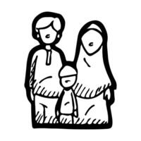 solidarieta nel un' contento famiglia. Ramadan tema vettore illustrazione con mano disegnato stile o scarabocchio