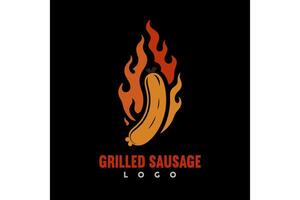 grigliato salsiccia vettore, ristorante logo o bar logo vettore
