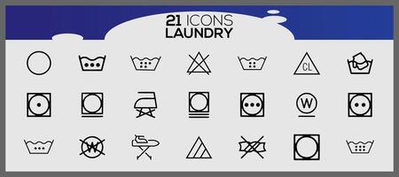 lavaggio icone e lavanderia simboli nel piatto stile. pulito lavanderia e asciugatrice servizio linea icone. vettore