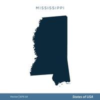 Mississippi - stati di noi carta geografica icona vettore modello illustrazione design. vettore eps 10.
