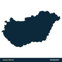 Ungheria - Europa paesi carta geografica vettore icona modello illustrazione design. vettore eps 10.