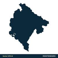 montenegro - Europa paesi carta geografica vettore icona modello illustrazione design. vettore eps 10.