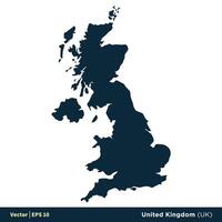 unito regno UK - Europa paesi carta geografica vettore icona modello illustrazione design. vettore eps 10.