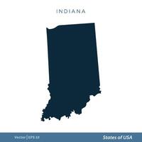 Indiana - stati di noi carta geografica icona vettore modello illustrazione design. vettore eps 10.