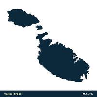 Malta - Europa paesi carta geografica vettore icona modello illustrazione design. vettore eps 10.