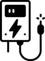 solido nero icona per watt batteria vettore