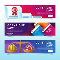 raccolta di banner sulla legge sul copyright vettore